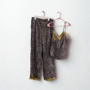 PINK Victoria's Secret Pink Black and Gold Pajama Set